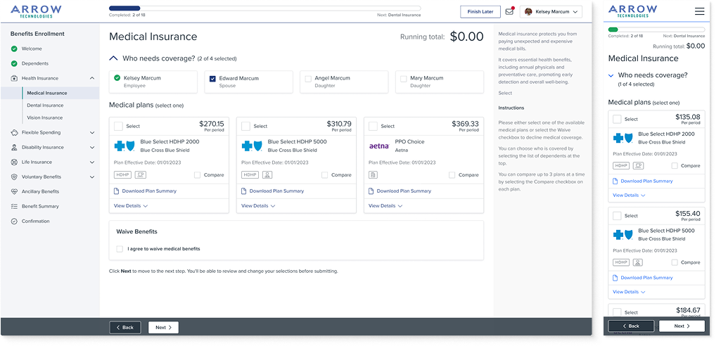 Image showing desktop & mobile versions of Benefits Enrollment